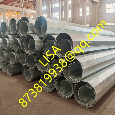 69KV 50FT Dodecagonal 1200KGF Hot Dip Galvanized Power Transmission Steel Poles