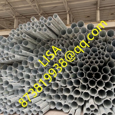 9M Octagonal Distribution Steel Pole with Hot Dip Galvanized Top and Bottom Caps