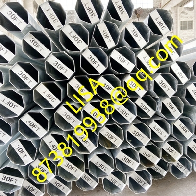 15KV 30FT Steel Pole Octagonal Galvanized Direct Buried Metal Utility Pole