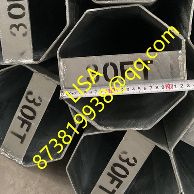 30FT Direct Buried Galvanized Octagonal Steel Pole 500KGF Metal Utility Pole with Welded Top Cap and Bottom Bearing Plate