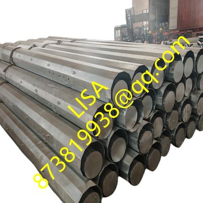 Hongxin 70FT Hot Dip Galvanized Direct Buried Transmission Steel Pole with Black Tar Anti-Corrosion Painting and Sack Wrap