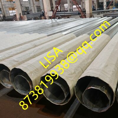 60FT হট ডিপ গ্যালভানাইজড ডাইরেক্ট কবর ট্রান্সমিশন সাব-ট্রান্সমিশন স্টিলের মেরু বিটুমেন পেইন্টিং এবং স্যাক র্যাপ সহ