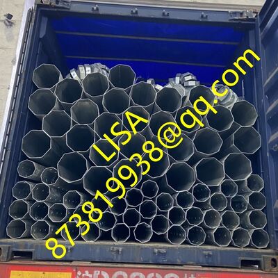 Dominican Republic 9M 10.5M 12M Hot-dip Galvanized Octagonal Tapered Electric Steel Pole with Top and bottom Cap