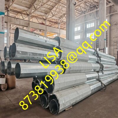 60FT 12-Sides 1200KGF Hot-dip Galvanized Transmission Steel Pole with Bitumen Painting