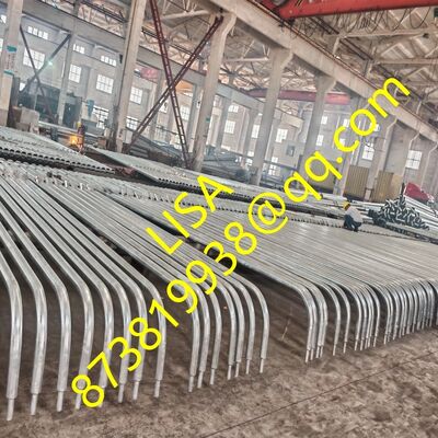 10M Octagonal Hot-dip Galvanized Q235B Steel Lighting Pole with Curved-end Single Arm