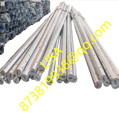 40FT Height Galvanized Octagonal Steel Pole with 500KGS Min Break Load and 3mm Thickness