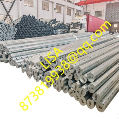NEA Standard 30FT 35FT Galvanized Octagonal Steel Pole with 500KGS Min Break Load and 3mm Bare Thickness Q345B Material