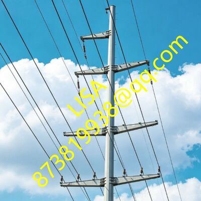 10KV 4-Circuits Tension Hot-dip Galvanized Polygonal Steel Pole with Cross arms